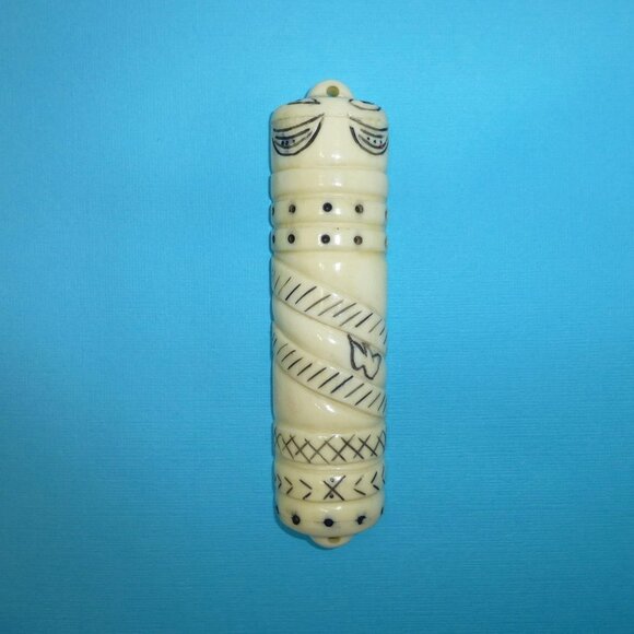 Vintage carved mezuzah case scroll holder Jewish - Picture 2 of 5